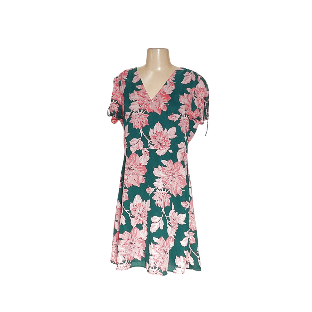 J. Crew Green and Pink Floral Dress